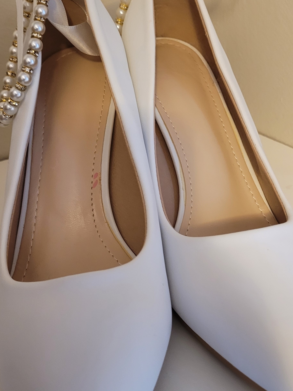 Bridal White Pearl-block Heel - Elegant Women’s - Picture 3 of 5
